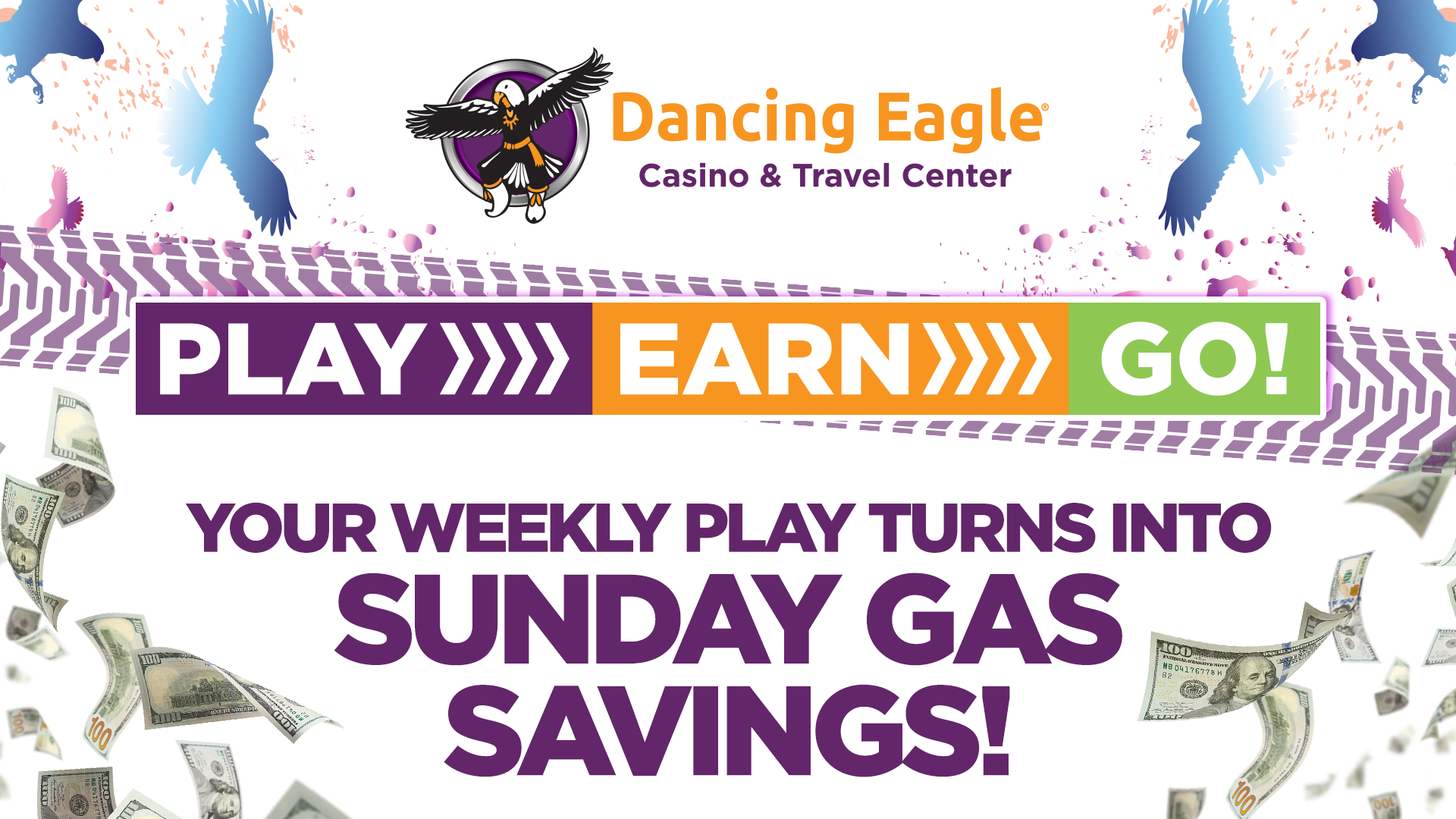 Dancing Eagle Casino Potions of Prizes—Fridays in October, 6–9 PM. Win cash and prizes with bonus entries and hot seat drawings. 4 Contestants every hour: 3 drawn & 1 Hot Seat. Entry multipliers Monday, Tuesday and Wednesdays. Win without entries by actively playing with your Eagle Rewards Card. Colorful cauldron with swirling smoke and potion imagery.