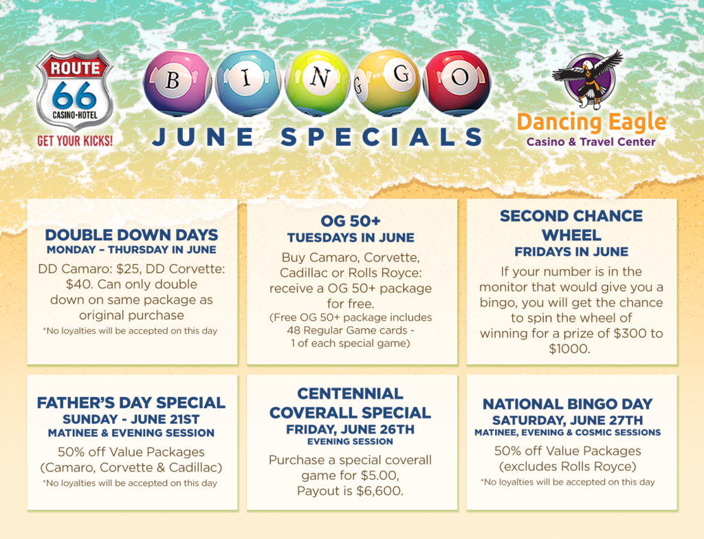 Dancing Eagle Casino Bingo October Specials—Double Down Days Monday through Thursday, Nifty 50+ Tuesdays, Second Chance Wheel Saturdays Matinee, 13 Days of Halloween starting October 19, and Halloween Costume Contest on October 31 with cash and bingo voucher prizes. Orange and black spooky graveyard background.