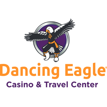 Dancing Eagle Casino & Travel Center logo featuring a stylized eagle with outstretched wings above the Dancing Eagle name.